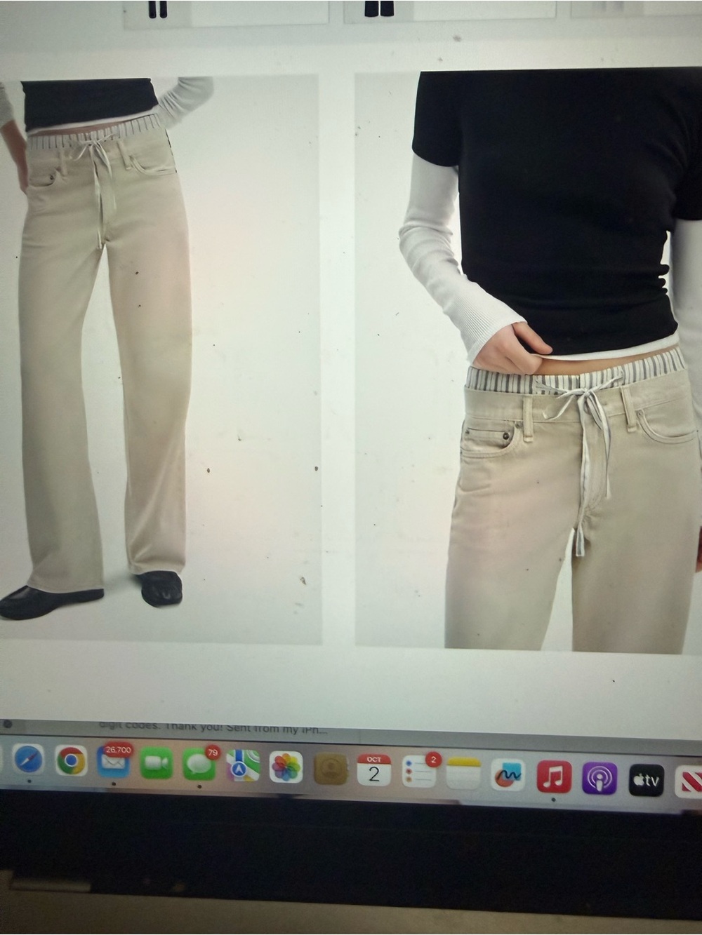 rag & bone Cream Straight-Leg Drawstring Pants